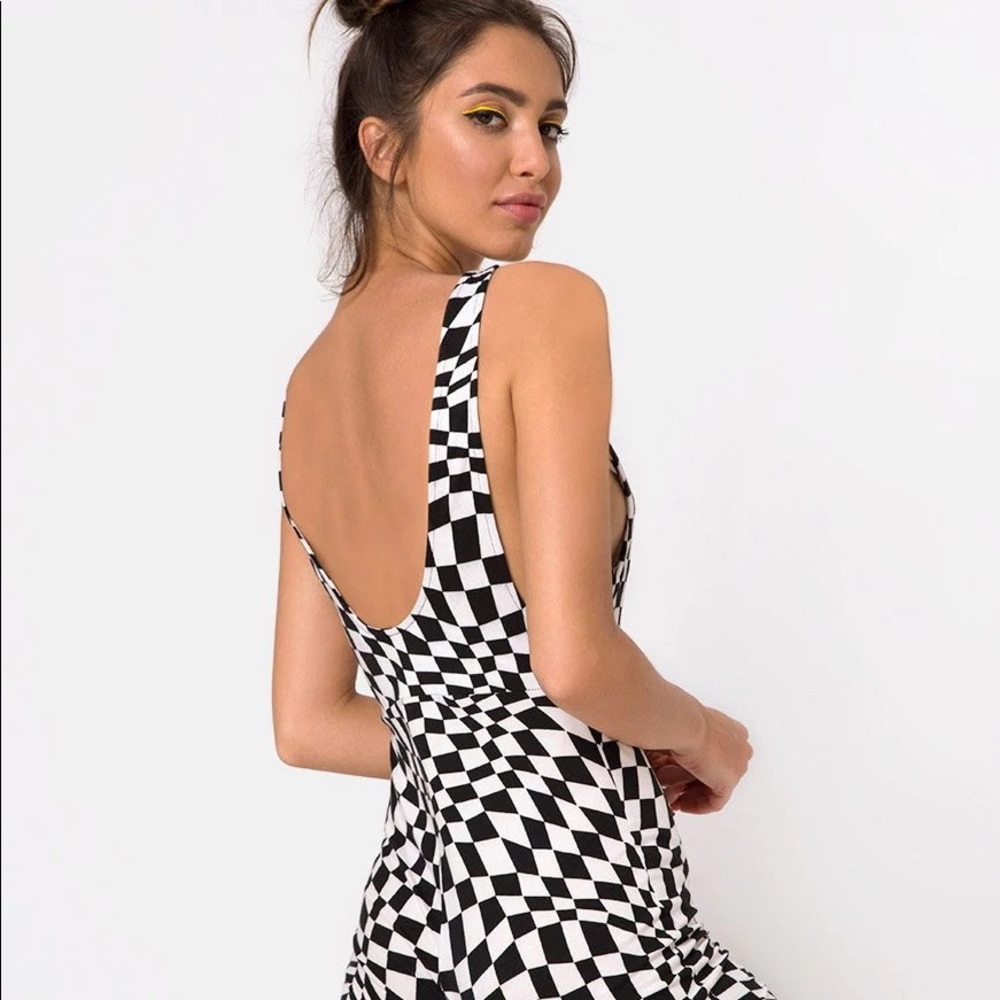 Acro Unitard in square flag black & white